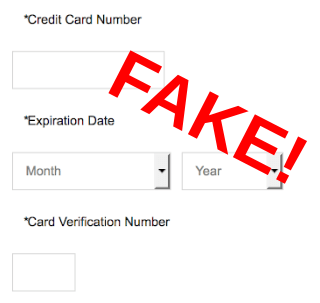 Sample of a fake payment form used in client-side Magecart attack.